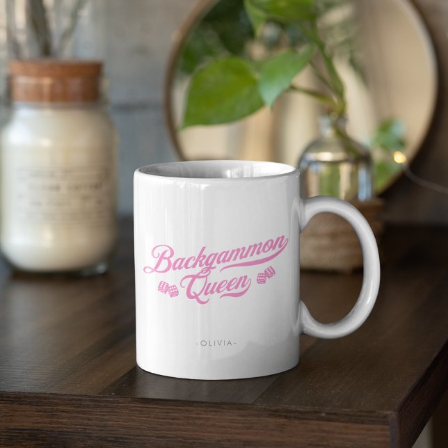 Mug Reine du Backgammon écriture rose (Créateur téléchargé)