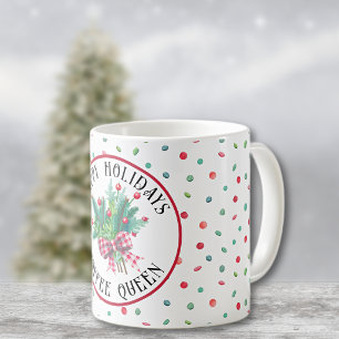 Mug Reine du café ou Nom Joyeuses Fêtes Motif de bonbo