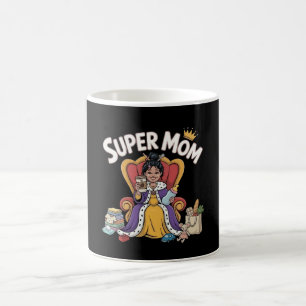 Mug Reine Super Maman Assise sur un Trône Dessin Animé