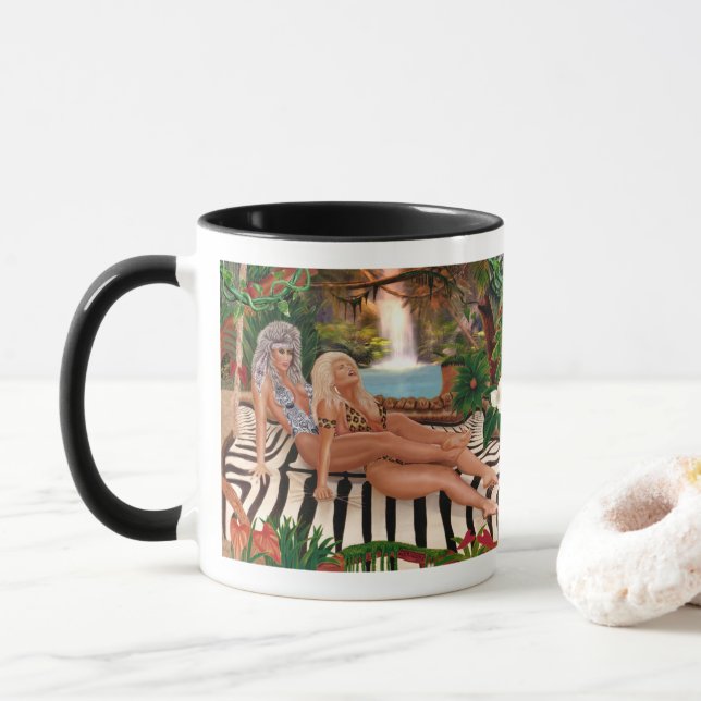 MUG REINES DE LA JUNGLE SE BAGARRENT (Avec donut)
