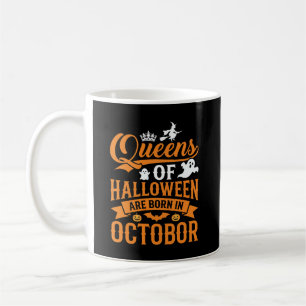 Mug Reines d'Halloween nées en octobre typographie vin