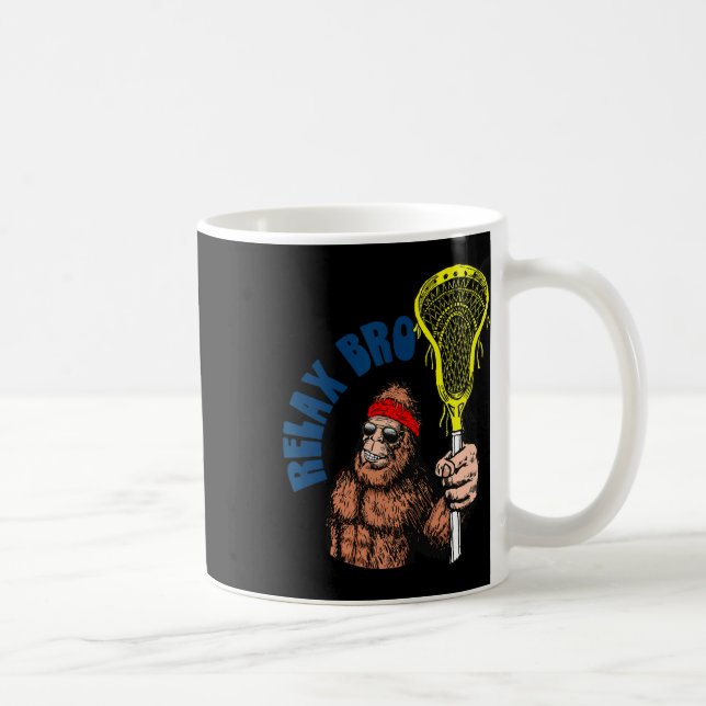 Mug Relax Bro ! Funny Sasquatch Lax Bigfoot Lacrosse V (Droite)