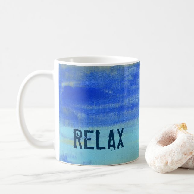 Mug Relaxing Blue Turquiose Nautical Abstract Art (Avec donut)