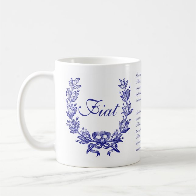 Mug Religieux Marine Bleu Memorare Catholique Prière F (Gauche)