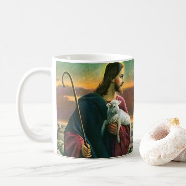 Mug Religion Vintage, Christ Bon Berger avec son troup (Avec donut)