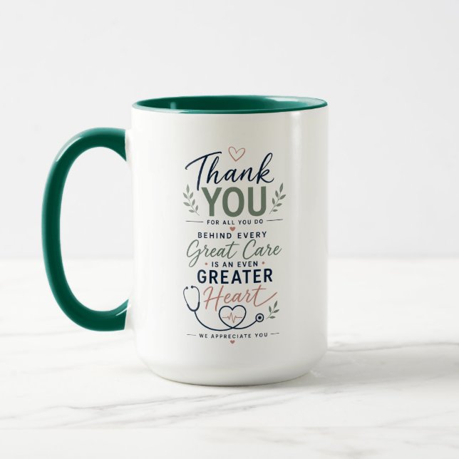 Mug Remerciement d'appréciation pour les soins de sant (Gauche)
