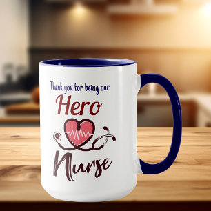 Mug Remerciement Mignon Infirmière Typographie Rose Pe