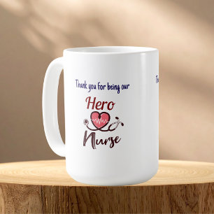Mug Remerciement Mignon Infirmière Typographie Rose Pe