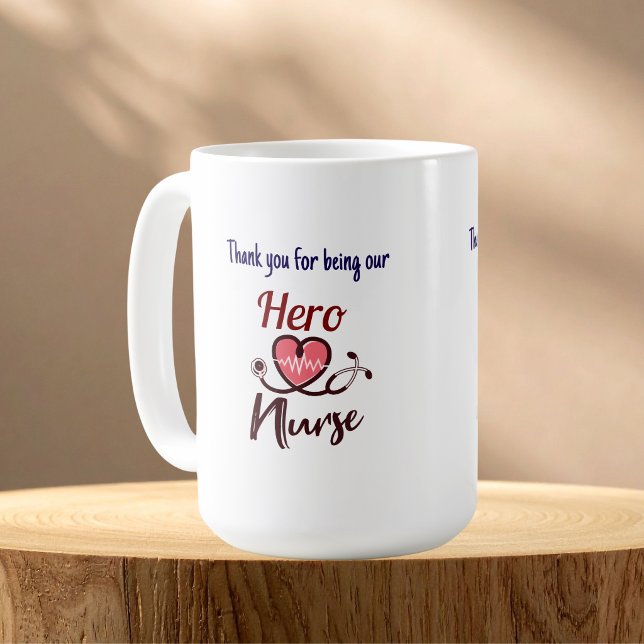 Mug Remerciement Mignon Infirmière Typographie Rose Pe (Customize the top line)