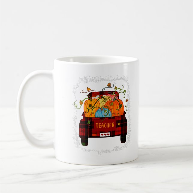 Mug Remerciements Enseignant Automne Citrouille Camion (Gauche)