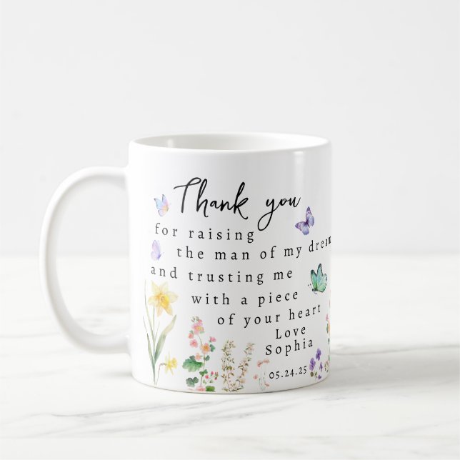 Mug Remerciements personnalisés de la mère du marié à  (Gauche)