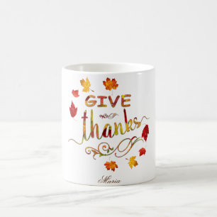 Mug Remercier Automne Russe Thanksgiving Monogramme