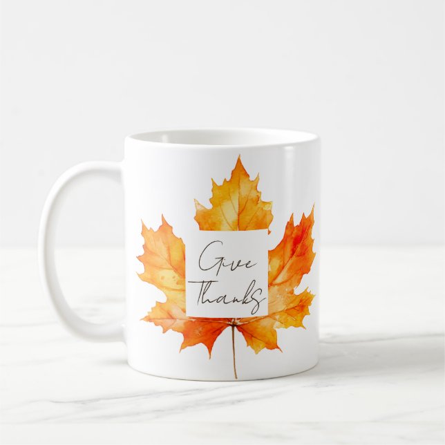 Mug Remerciez Fall Leaves Thankgiving (Gauche)
