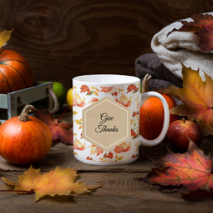 Mug Remerciez le Étiquette Vintage Orange Fall Leaves