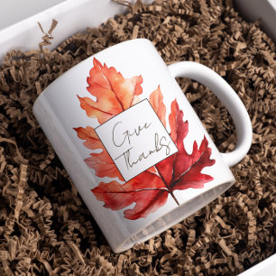 Mug Remerciez Red Fall Leaf Thankgiving