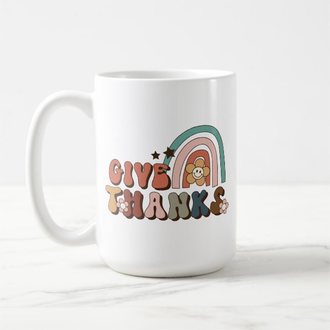 Mug Remerciez Retro Rainbow Thanksgiving (Gauche)