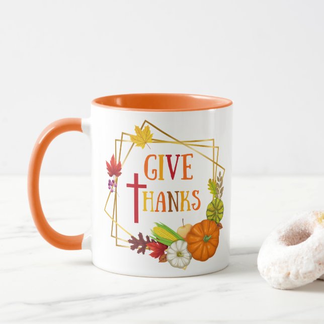 Mug Remerciez Thanksgiving Citation Automne Citrouille (Avec donut)