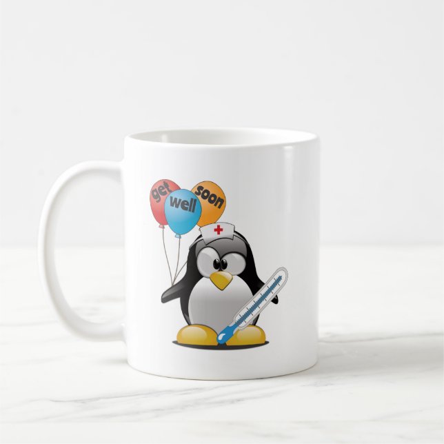 Mug Remets-toi vite. Infirmière pingouin. (Gauche)