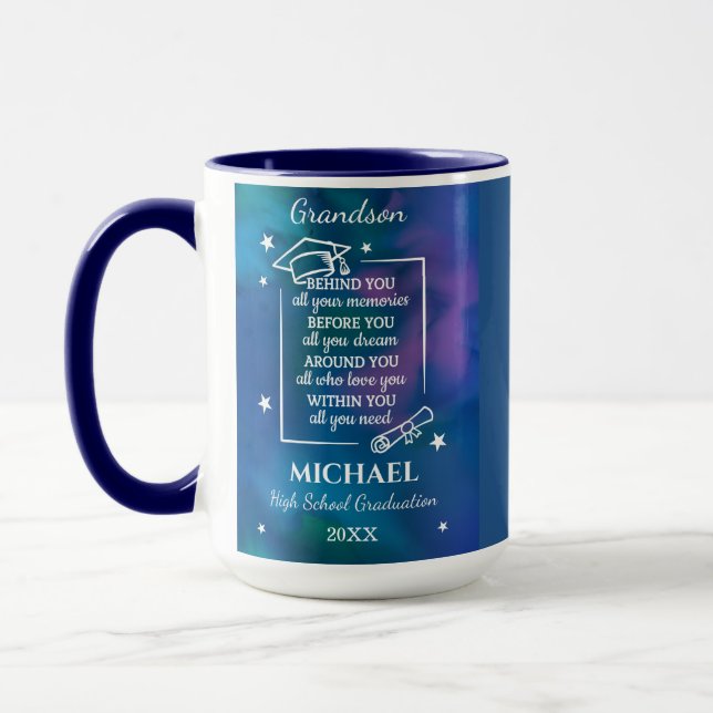 Mug Remise de diplôme au lycée Petit-fils Nom personna (Gauche)
