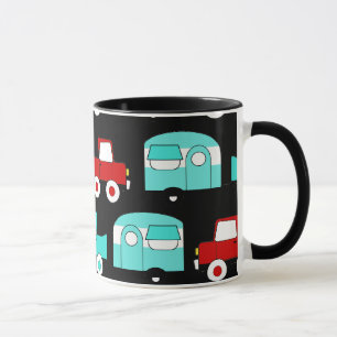 Mug Remorque Camping Rétro Turquoise Red Vintage Cars