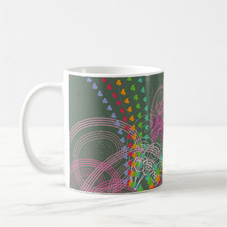 Mug Remous de rose de coeurs d'arc-en-ciel