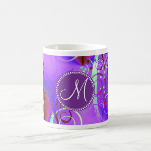 Mug Remous floraux pourpres initiaux faits sur