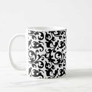 Mug Remous noirs et blancs élégants de damassé