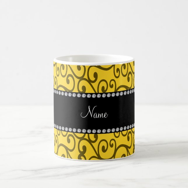 Mug Remous nommés personnalisés de jaune (Centre)