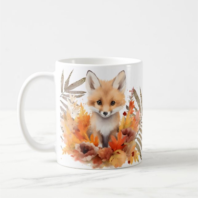 Mug Renard à l'aquarelle Automne rustique  (Gauche)
