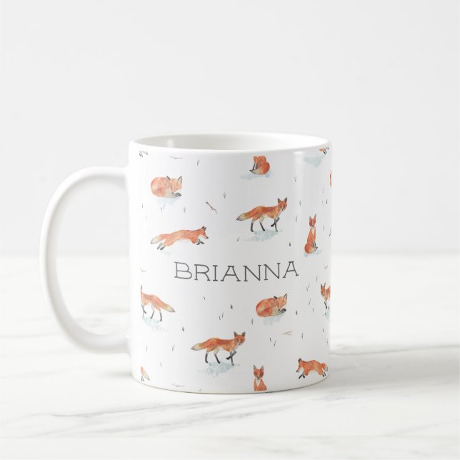 Mug Renard aquarelle personnalisé (Gauche)
