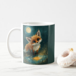 Mug Renard au clair de lune, forêt nocturne 