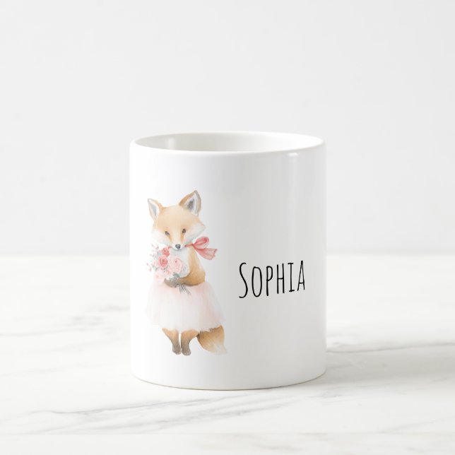 Mug Renard aux fleurs robe rose (Centre)