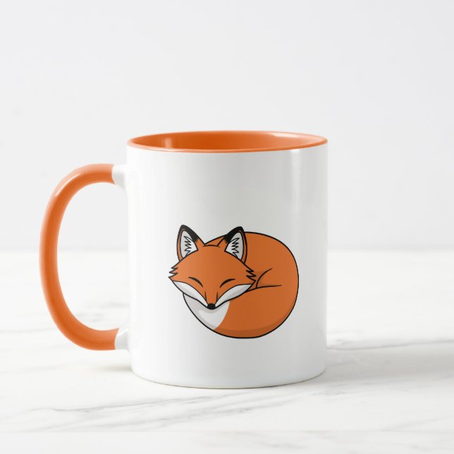 Mug Renard de dessin animé endormi (Gauche)