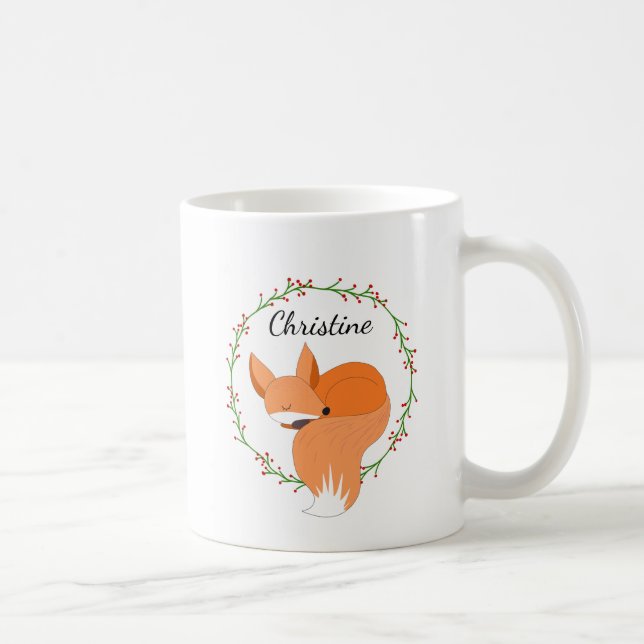 Mug Renard de vacances longue hiver Nap avec nom (Droite)