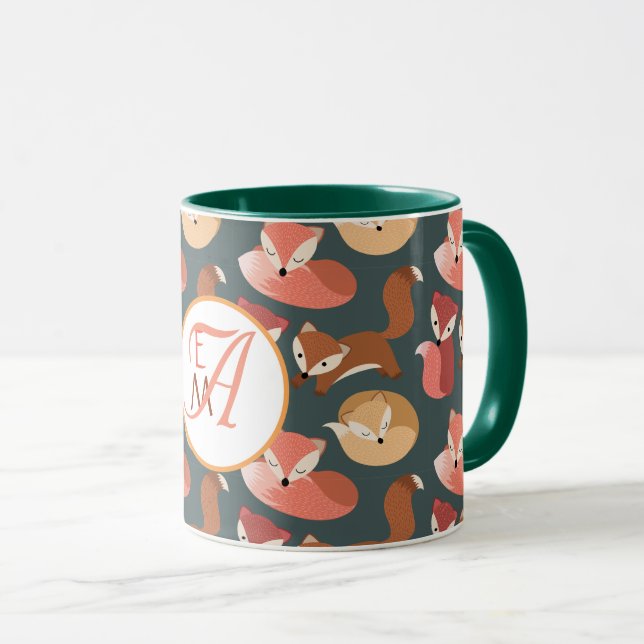 Mug Renard des bois monochrome Couleurs d'automne (Devant droit)