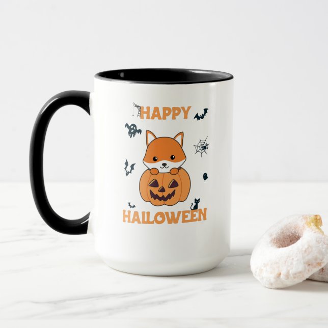 Mug Renard En Citrouille Foxes Doux Joyeux Halloween (Avec donut)