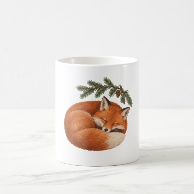 Mug Renard endormi et branche de sapin (Centre)