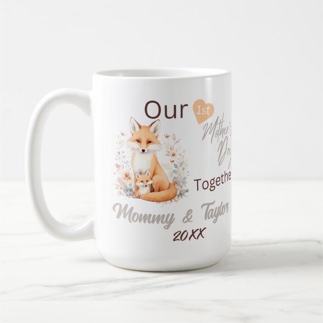 Mug Renard et bébé, notre première fête des mères ense (Gauche)