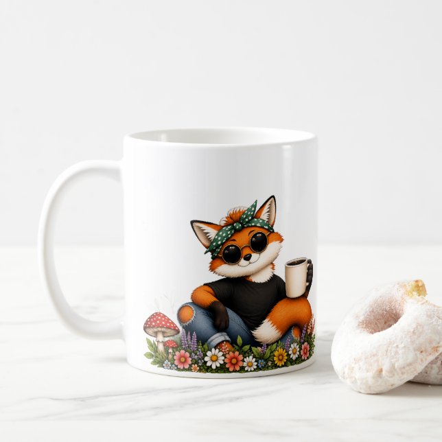 Mug Renard Excentrique avec Lunettes de Soleil et  (Avec donut)