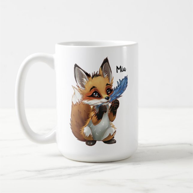Mug Renard Fantaisiste avec une Plume (Gauche)