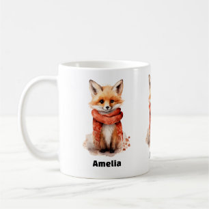 Mug Renard mignon en écharpe rouge