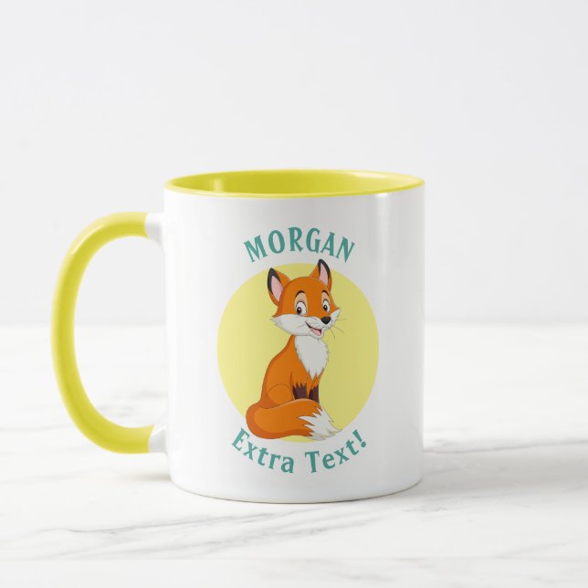 Mug Renard Mignon, Personnaliser le Nom & Message (Gauche)