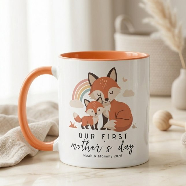 Mug Renard pastel Maman Bébé Première Fête des Mères A (Créateur téléchargé)