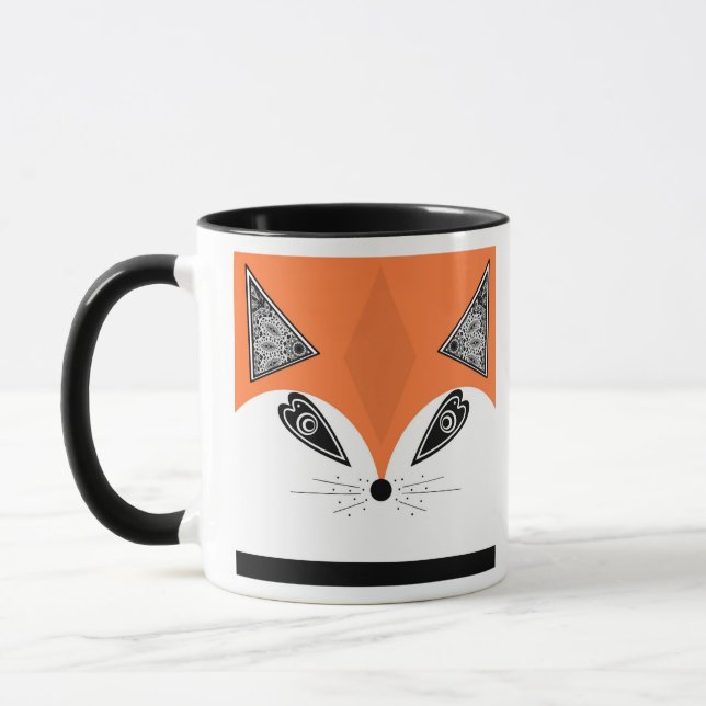 Mug Renard patchwork, renard appliqué, renard, enfants (Gauche)