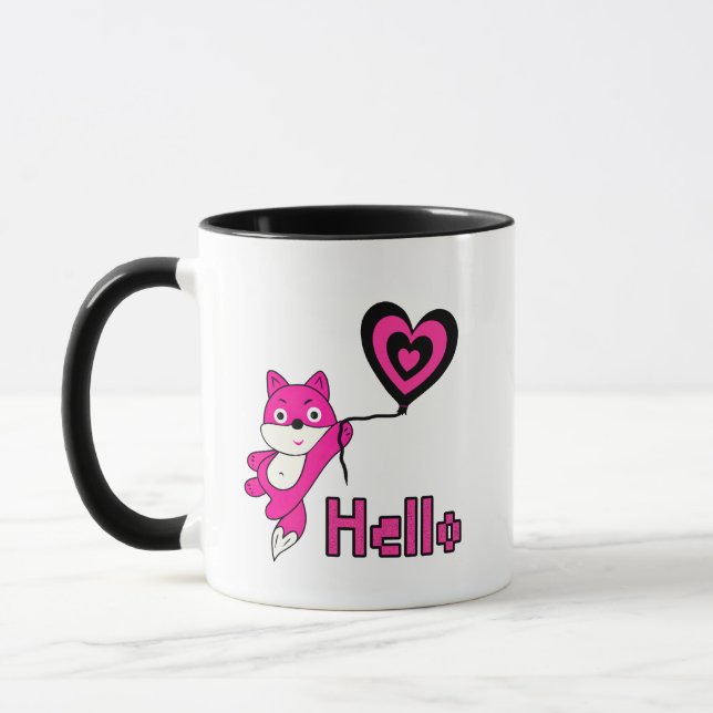 Mug Renard rose avec coeur (Gauche)