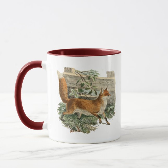 Mug Renard rouge dans la campagne rustique Illustratio (Gauche)