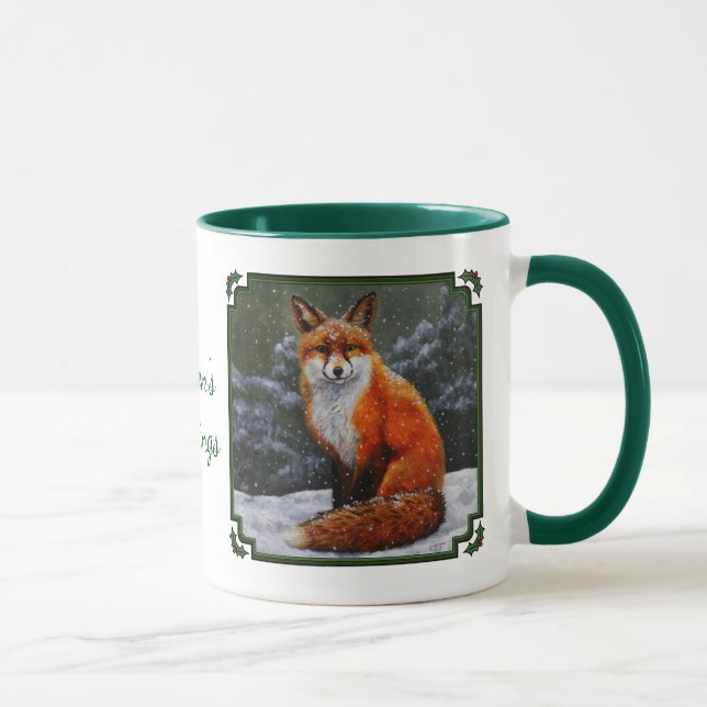 Mug Renard rouge mignon en neige hivernale (Droite)