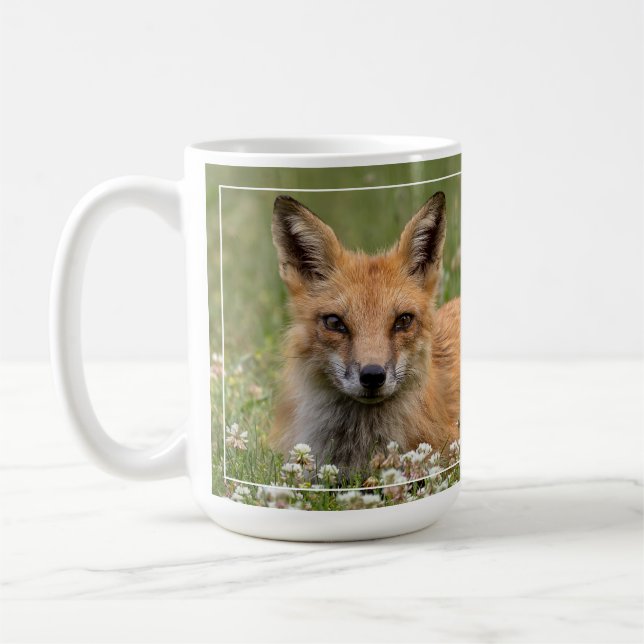 Mug Renard Rouge Sur Un Lit De Clover (Gauche)