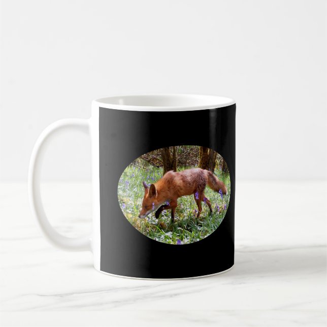 Mug Renard roux Campanules Forêt Printemps Faune Art (Gauche)
