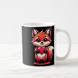 Mug Renard roux tenant un cœur Saint-Valentin Cute Val